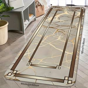TEMU 1개 이치 매트, 골든 라인 마블 텍스처 프린트 패턴 매트, 폴리에스터 미끄럼 방지 내구성 실내외 현관 매트, 욕실, 주방 러그, 발매트, 여름 홈 데코, 관리 쉬운 에어리어 러그