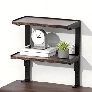 TEMU 조절 가능한 클립온 데스크 오거나이저 - 홈 오피스 & 스터디용 이중 레이어 확장형 책상 아래 수납, 쉬운 설치 철제 프레임 사이드 테이블, 공간 절약 디자인, 책 및 장식품 보관, 모던 에스테틱, 견고한 구조