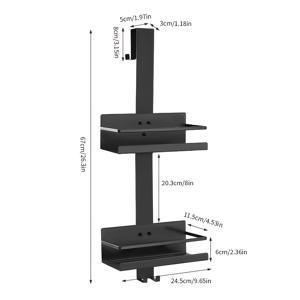 TEMU 1개 욕실 선반, 샤워 캐디 행잉 바구니, 튼튼한 탄소강 벽걸이형 정리함, 바디워시, 샴푸, 비누 & 면도기와 같은 세면도구를 위한 도어후크 디자인(블랙), 샤워 캐디