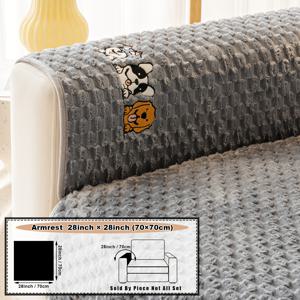 TEMU 1개 큰귀 강아지 소파 쿠션, 새로운 동물 캐릭터 자수 숏 플러시 소파 쿠션, 유럽 및 미국에서 인기 있는 심플 모던 귀여운 허니콤 벨벳 소파 커버, 사계절 소파 보호대, 반려동물 친화적 미끄럼 방지 가구 보호대, 거실, 침실, 사무실 홈 데코에 적합