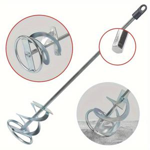 TEMU [스테인리스 혼합 패들] 내구성 강한 다기능 금속 혼합 패들 로드 | 효율적인 혼합을 위한 인체공학적 손잡이와 나선형 디자인 | 페인트, 시멘트, 진흙, 전기 콘크리트 블렌더에 이상적