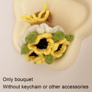 TEMU 1개 미니 꽃다발, 털실 코바늘 뜨개질, 수제 장미 및 가방 장식