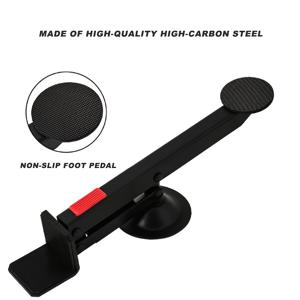 TEMU 페달 도어 리프터 - 튼튼한 목재 도어 설치 보조 장치, 내구성이 뛰어나고 설치가 용이함, 도어 패널을 쉽게 들어 올림, 2025년 도어 부품 도구, 블랙, 컴팩트 디자인, 견고한 구조, 금속 재질, 정교한 장인 정신, 수동 리프팅 장치