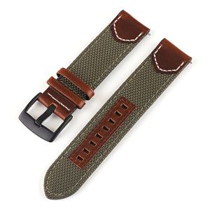 TEMU GFHEYE 진짜 가죽 & 나일론 시계 밴드 - 남성용 빈티지 오일 컬러 스트랩, 스틸 버클, 퀵 릴리스 시계 밴드 (20mm/22mm/24mm) - 캐주얼, 웨딩, 시계 선물용