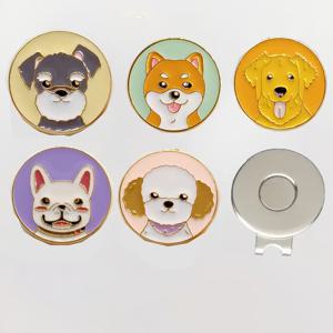 TEMU 마그네틱 골프 모자 클립이 있는 5팩 만화 개 골프 볼 마커 - 내구성 있고 재미있는 개 패턴 디자인, 골퍼를 위한 귀여운 골프 액세서리
