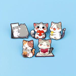TEMU 귀여운 고양이 에나멜 핀 5개 세트, 가방, 백팩 장식 및 선물용으로 완벽
