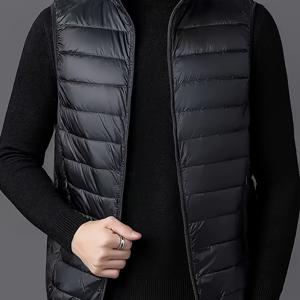 TEMU 남성용 가을 겨울용 경량 조끼, 얇고 핏 좋은 스타일, 패셔너블한 스타일의 다용도 스타일, 외부복 또는 속옷으로 착용 가능, 다양한 장면의 요구를 충족