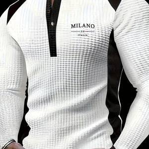 TEMU 이 가을, 남성용 긴팔 와플 폴로 스웨터 업그레이드 버전을 출시했습니다. 스타일리시한 컬러 블로킹 디자인과 헨리네타입 칼라가 특징입니다. 메탈릭 버튼과 은은한 V넥이 있으며, 독특한 질감의 구조를 갖추고 있습니다.