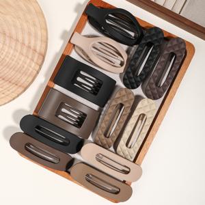 TEMU 여성용 가을/겨울 커피 컬러 시리즈 빈티지 스타일 덕빌 클립 12개, 뒷머리 헤어 클립, 상어 클립, 플랫 오벌 덕빌 클립, 공주님 헤어 클로 집게핀, 여성용 플랫 마우스 클립, 두꺼운 머리카락에 적합, 미끄러지지 않는 강한 고정력의 무광 대형 덕빌 클립, 선물용 멀티 컬러 헤어 클립