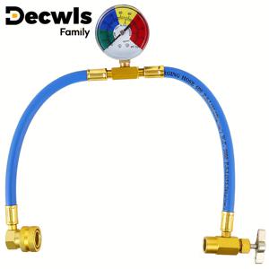 TEMU 전문 자동차 에어컨 수리 도구 R134A 냉매 충전 키트 (고정밀 압력 게이지 + 내구성 좋은 호스 포함), 수리 및 누출 감지에 적합