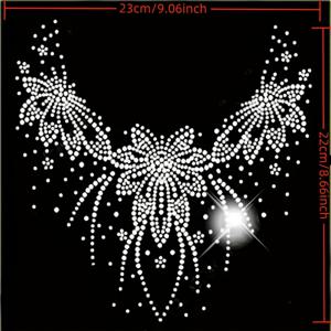 TEMU 블링 넥라인 장식 핫 픽스 라인스톤 모티프 다리미 붙이는 아플리케 패치