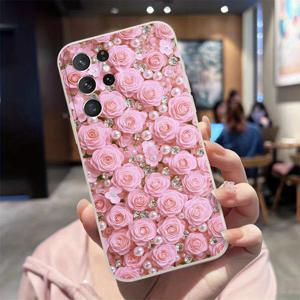 TEMU 휴대폰 케이스: 진주 파우더 장미 패턴 독특하고 정교한 휴대폰 케이스, 삼성 갤럭시 A31, A32, A36, A51, A52, A53, A54, A55, A56, A72, A73, S20, S21, S22, S23, S24, S25에 적합한 패션 프린트 고급 커플 낙서 소프트 커버, 4계절 선물