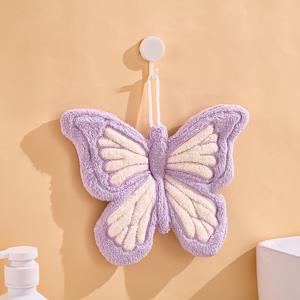 TEMU 1개 코랄 플록 나비 손끝 타월 - 초고급 부드러움, 고흡수성 & 빠른 건조 목욕 & 핸드 타월, 두꺼운 원형 팁, 현대적인 나비 모양, 욕실, 스파 또는 젖은 손용 (코랄 플록 소재)