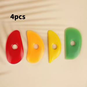 TEMU 도예용 점토 실리콘 세라믹 도구 - 부드러운 고무 스크레이퍼 3/4/10개, 다양한 스타일의 세라믹 스크레이퍼, 수작업 세라믹 연마 도구, 클래식 색상, 클래식 스타일