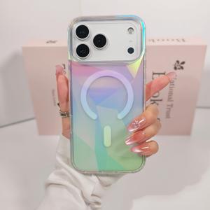 TEMU 휴대폰 케이스 - 패턴과 마그네틱 기능이 있는 아이폰 17 Pro Max에 적합한 투명 글리터 폰 케이스