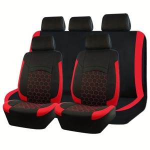 TEMU 범용 사이즈 축구 패턴 퀼팅 스포츠카 시트커버, 5인승 모델 적합