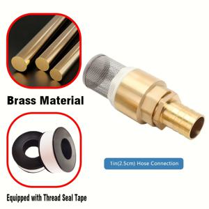 TEMU 비역류 밸브 흡입 스트레이너 풋 밸브 - 3/4인치 & 1인치 호스 연결, 풀, 분수, 정원 호스용 메쉬 스크린 필터 - 역류 방지, 물 흐름 보장, 정원 관개, 퀵커넥트 디자인, 내구성 있는 스트레이너 메쉬