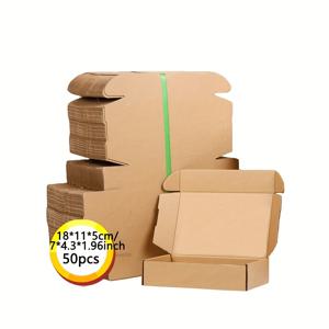 TEMU 50개입 18*11*5cm 삼중 종이 박스, 초강력 직사각형 포장 박스, 휴대폰 케이스 택배 박스, 항공 박스