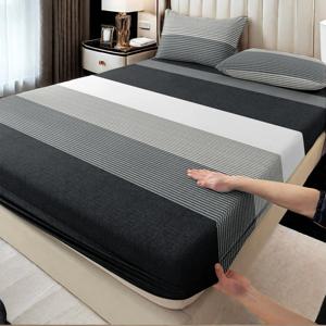 TEMU 3개 블랙 화이트 회색 대형 기하학 스타일 침대 시트 및 베갯잇 세트, 침구 3피스 세트, 매트리스 보호 커버 | 베갯잇 2개 + 고정 시트 1개 | 더블/풀/킹/퀸 | 부드럽고, 24시간 움직임 없음