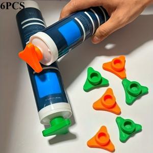 TEMU 6개입 플라스틱 글라스 실리콘 캡 - 접착제, 실란트, 코킹 튜브 호환, 건조 방지, 표준 캘리버 튜브 적합, DIY용 테이퍼드 씰, 튜브 수명 연장 (홈 인테리어 도구)