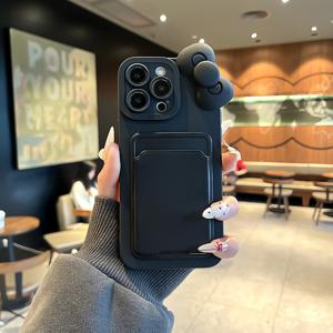 TEMU 폰 케이스: 투피스 세트: 블랙 자가 접착 카드 홀더/슬롯 폰 케이스 (카드 슬롯 및 카드홀더 보우 포함) TPU 충격 방지 풀바디 보호 케이스, 애플 아이폰 6/7/8/X/Xs/Xr/Xs Max/11/12/13/14/15/16 Pro Max 호환, 커플, 여성, 딸, 남자친구, , 십대 소녀를 위한 이상적인 생일 및 크리스마스 선물