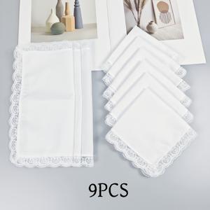 TEMU 9팩 화이트 레이스 손수건 | DIY 페인팅 & 낙서, 장식용 스카프, 피부에 친화적인 부드러운 소재, 휴대용 핸드타월 (선물, 축제, 파티, 결혼식에 완벽)