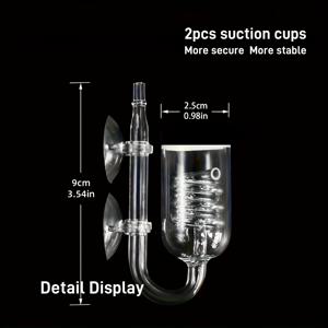 TEMU 스파이럴 디퓨저가 있는 유리 CO2 리액터 - 3-Spiro 어항 에어 펌프 추가, 투명 CO2 주입 시스템, 어항 및 수생 식물에 적합, 15-200 갤런 어항 호환, 배터리 불필요, 내구성 있는 유리 구조