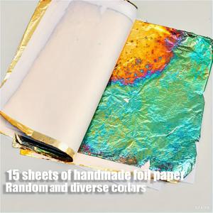 TEMU 10/15장 수제 버닝 구리 호일 - DIY 공예, 페인팅, 네일 아트, 가구 도금용 무지개빛 메탈릭 리프 | 전통 공예 재료
