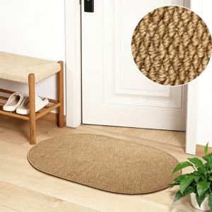 TEMU 북유럽 스타일 브라운 현관 매트 1개, 타원형, 주방, 욕실 및 실내/실외 현관에 다용도로 사용 가능, 모든 계절에 적합
