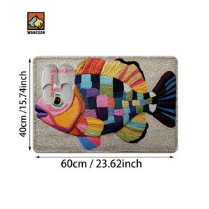 TEMU 1개 못생긴 물고기 패턴 직사각형 욕실 미끄럼 방지 바닥 매트, 창의적인 미술 마이크로화이버 바닥 매트, 부드러운 폴리에스터, 욕실, 거실, 침실, 식탁 및 현관 장식 및 기타 장소에 매우 적합