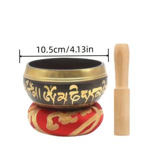 TEMU 10.5Cm 검정색 두꺼운 구리 티베트 싱잉볼 세트 - 네팔 수공예, 요가, 마음챙김, 사운드 힐링 및 차크라 정렬용