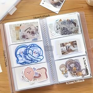 TEMU 3인치 120슬롯 사진 앨범 - 휴대용 투명 플라스틱 웨딩 앨범 (스타 카드, 영화 티켓, 엽서 보관용), 내구성 좋은 웨딩 앨범 및 홈 데코, 300개 장면 보관 가능