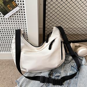 TEMU 여성 바디백, 레트로 패션 캐주얼 운동용 다용도 한국 스타일 이지 라이트 미니 나일론 숄더백, 여성 핸드백 크레센트 백 하프 라운드 백 만두 가방, 다중 지퍼 포켓, 지퍼 릴리 디자인, 조절 가능한 숄더 스트랩