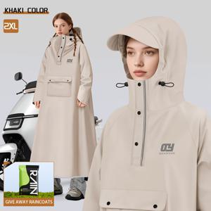 TEMU 남녀공용 방수 비옷, PVC 소재, 신축성 있는 袖단의 방풍 망토, 큰 주머니 디자인, 부드럽고 편안함, 사이클링, 여행, 하이킹, 캠핑, 낚시와 같은 야외 활동에 이상적. 다기능 긴 비옷, 우수한 품질. 선물용 긴 비옷 1벌 포함