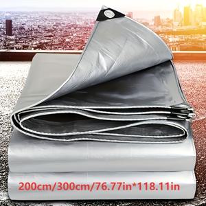 TEMU 실버색의 강력 방수 타포린 천, 천, 다기능 아웃도어 보호 커버, 대형 유연한 멀티 사이즈 고시인성 - 두꺼운 UV 저항, 찢김 방지, 금속 강화 구멍 포함, 농장, 캠핑에 적합