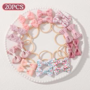 TEMU 헤어 타이 & 헤어밴드 20개 - 멀티컬러 리본꽃 헤어, 부드러운 소재 헤어밴드, 헤어클립, 땋은 머리, 포니테일, 일상 헤어스타일용