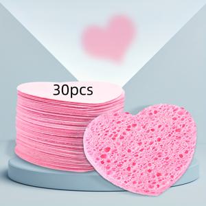 TEMU 30개 압축 세ลล룰로스 페이셜 스펀지, 자연스러운 화장품 사용에 이상적, 클렌징 및 각질 제거 마스크에 적합