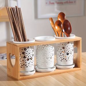 TEMU 창의적인 세라믹 젓가락 거치대 - 포크, 숟가락 및 기타 주방 도구용 다기능 주방 도구 정리대, 배수구 포함