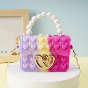 TEMU 소형 실리콘 젤리백 - 버블 하트 & 메탈 체인 스트랩 크로스백/코인 파우치, 데일리용, 여행용, 가벼운 스냅 잠금, 버블 하트 디자인