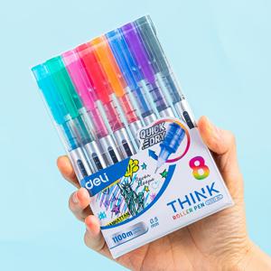 TEMU Deli 8색 젤 잉크 펜, 0.5mm 가는 팁, 8개입 혼합 색상, 다이어리, 성인 컬러링, 메모, 사무실 및 가정용