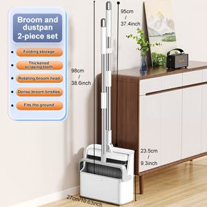 TEMU Joybos 자체 청소 빗자루와 쓰레받기 세트, 회전 브리슬 – 스테인리스 스틸, 머리카락 방지, 거실 & 침실의 단단한 바닥에 이상적, 효율적인 코너 청소, 집 빗자루