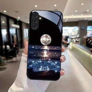 TEMU 폰 케이스: 갤럭시 A04 A04S A05 A05S A06 A13 A14 A15 A16 A22 A23 A24 A25 A32 A33 A34 A35 A52 A52S A53 A54 A55 A56 S21 S22 S23 S24 S25 FE Plus Ultra용 고급 메탈릭 페인트 강화유리 폰 케이스, 지문방지 패션 프린트 러브스 기프트-O0017