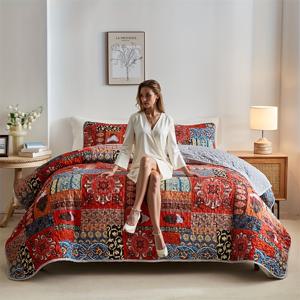 TEMU 3피스 리버스블리드 퀼트 커버 세트 (침대 커버 1개, 베갯잇 2개 포함, 베개솜 미포함). 호텔, 게스트룸 및 침실에 적합합니다. 초극세사, 통기성 및 땀 흡수 기능이 뛰어난 침구이며 세탁기 사용 가능합니다.