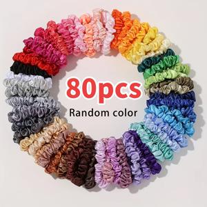 TEMU 50/80pcs 컬러풀한 작은 슬라이드 헤어 타이 포니테일 번 헤어 액세서리 DIY 헤어 링