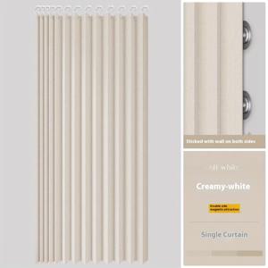 TEMU 매직 접이식 샤워 커튼 - 자외선 차단, 예술적 줄무늬 디자인, 내구성 있는 폴리에스터 원단, 습식 및 건식 분리 기능, 드릴 필요 없음, 무료 샤워 커튼 후크 포함. 가정용 욕실에 적합한 현대적인 배변 장식