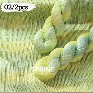 TEMU 2개 세트, 여름용 수제 염색 실, 컬러 레이스 실, 여름 니트 반팔, 코바늘 오픈워크 상의, 핸드메이드 니트, 다양한 색상 옵션