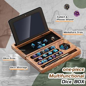 TEMU 1개 나무 주사위 상자, 4.8 x 9 인치 (약 11.9 x 22.9cm), 수제 주사위 트레이, 휴대폰 & 태블릿 거치대, 자석 잠금 뚜껑, 휴대용 트레이, 테이블탑 RPG 보드 게임용 - DND 선물 (주사위 미포함)