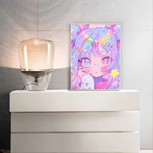 TEMU 새로운 2D 여자 패턴 페인팅 키트, 5D 원형 부분 공예, 홈 벽 장식 예술, 할로윈 및 크리스마스용 수제 홈 선물, 액자 없음