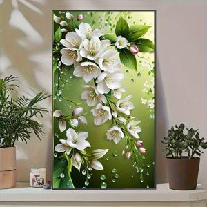 TEMU 대형 원형 가 캔버스에 프레임 없이 장식된 5D 페인팅 키트. 아름다운 물방울과 꽃 테마의 벽 장식으로 거실, 침실, 서재 사무실, 파티에 적합합니다.