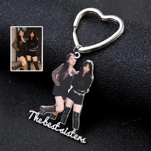 TEMU 1개 트렌디한 304 스테인리스 스틸 맞춤형 고화질 초상화 사진 텍스트 여성용 하트 펜던트 키체인, 휴일 선물 및 기념일 선물에 이상적